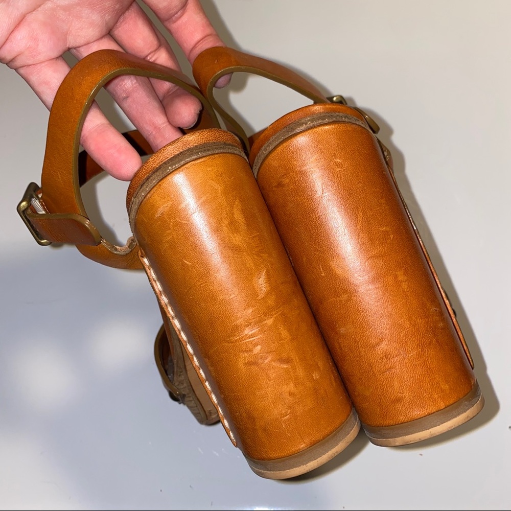 Chloe Clog Cognac Brown Platform Chunky Heels - Picture 7 of 17